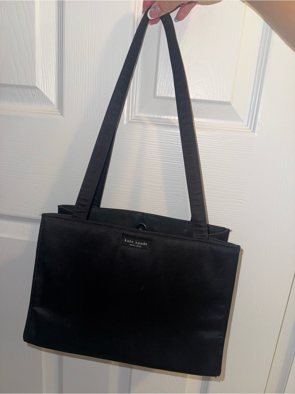 kate spade black nylon shoulder tote bag